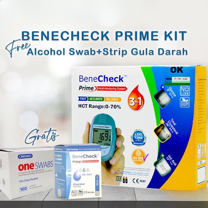 Jual PAKET HEMAT ALAT Benecheck Prime KIT FREE Strip Gula (25 Pcs ...