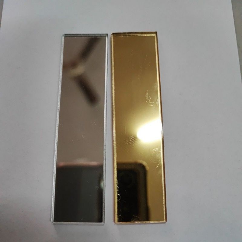 Jual bahan nametag akrilik mirror gold dan silver 8x2 cm Shopee Indonesia