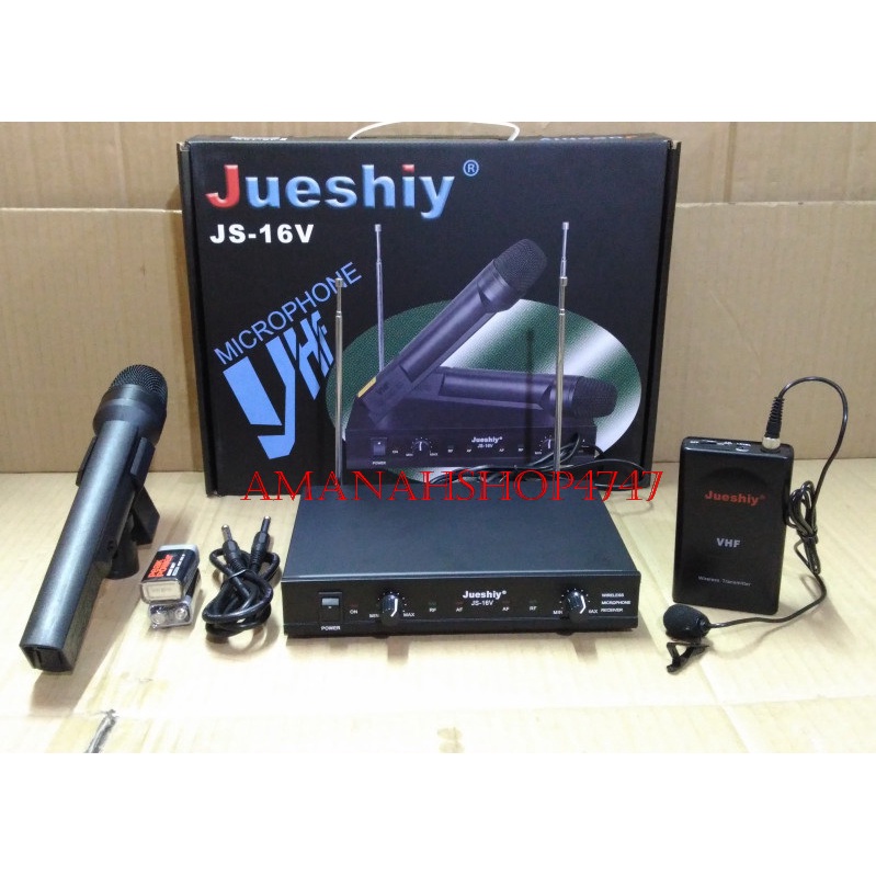 Jual MIC WIRELESS 1 PEGANG DAN 1 MIC KLIP ON WIRELESS JUESHIY JS 16V