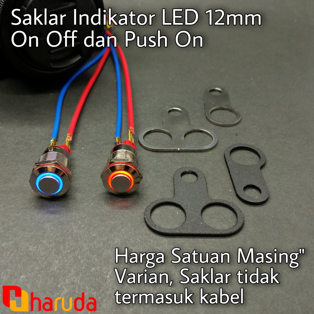 Jual Saklar Tombol Bracket Push On, On Off Diameter 12 mm Indikator LED ...