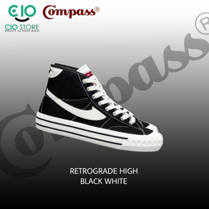 Jual Sepatu Compass Retrograde High Black White Original Shopee Indonesia