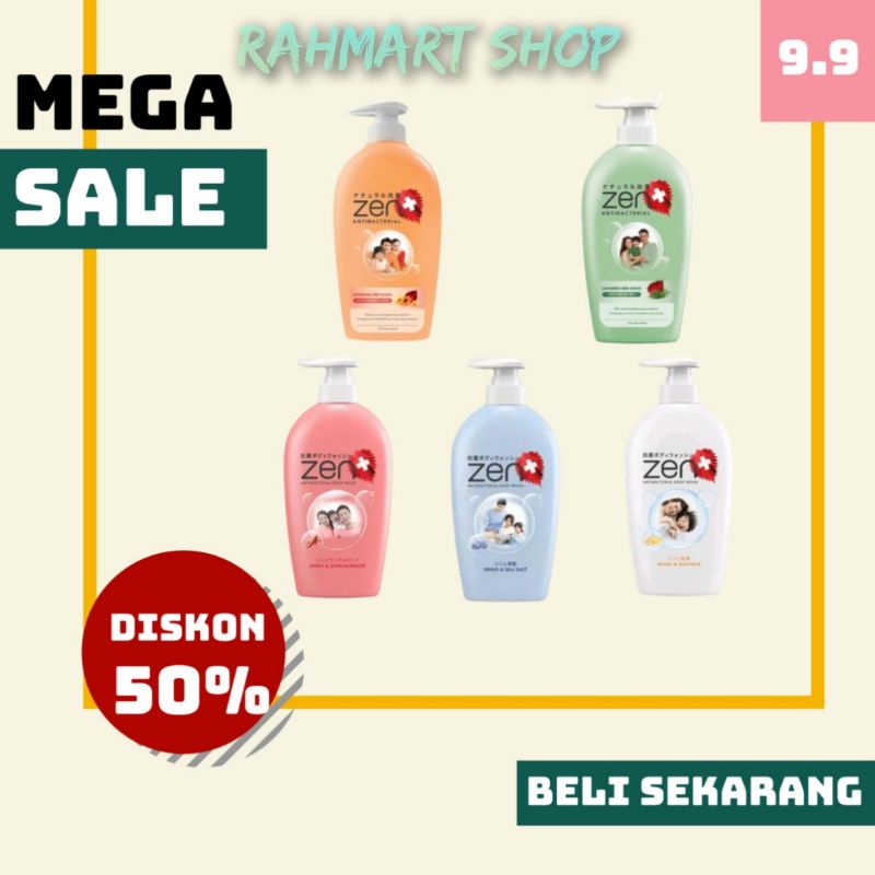 Jual Zen Antibacterial Body Wash Pump 500 ML / 480ml Sabun Cair Botol