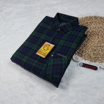 PERFECT STYLE Kemeja Flanel Pria Premium Lengan Panjang Motif Kotak Kecil Abu
