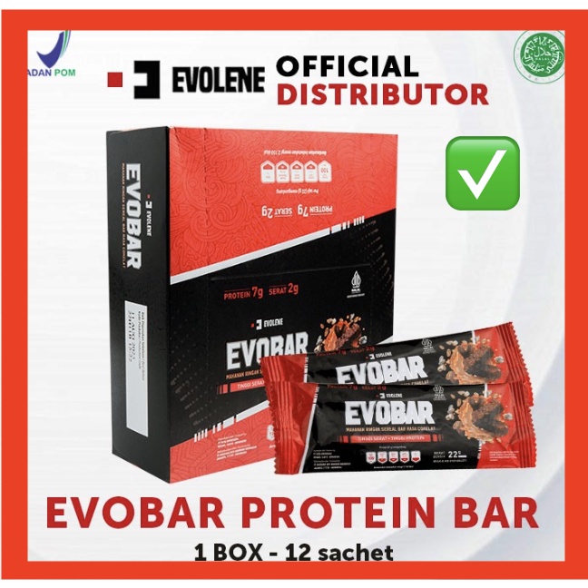 Jual EVOBAR 1 BOX ISI 12 PCS BY EVOLENE EVO BAR SNACK PROTEIN COKLAT ...