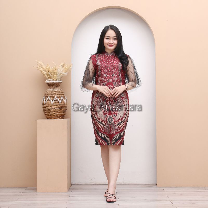 Jual Dress Batik Amanda Dress Batik Modern Dress Batik Kekinian Dress Batik Furing Dress 