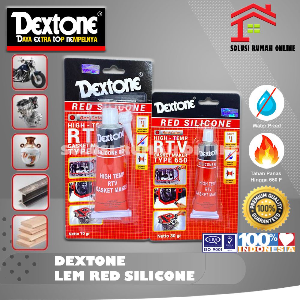 Jual DEXTONE Red Silicone Lem RTV Gasket Merah HI TEMP Sealant 30 70 gr ...