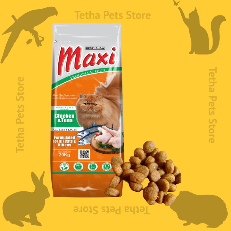 Jual Makanan Kucing Cat Food Kering Maxi Chicken Tuna Repack 1 Kg