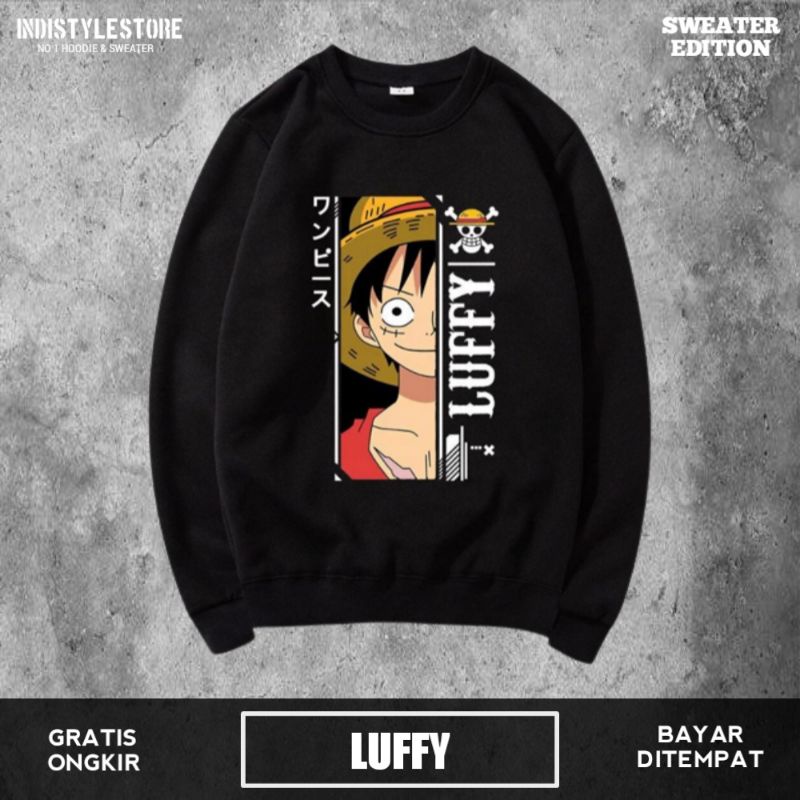 Jual Sweater Crewneck Putih Big One Piece Distro Pria Wanita Switer Cn ...