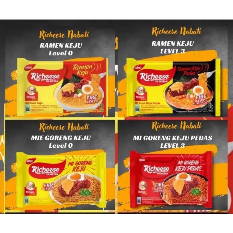 Jual Mie Richeese Nabati Mix Varian Goreng+Kuah Level 0 dan 3 (karton ...