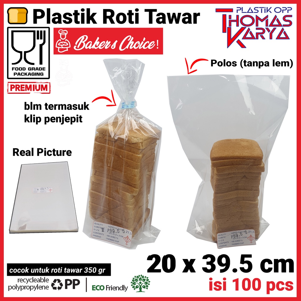 Jual Plastik Roti Tawar 20 x 10 ukuran 25x30 30x35 30x40 isi 100 OPP ...