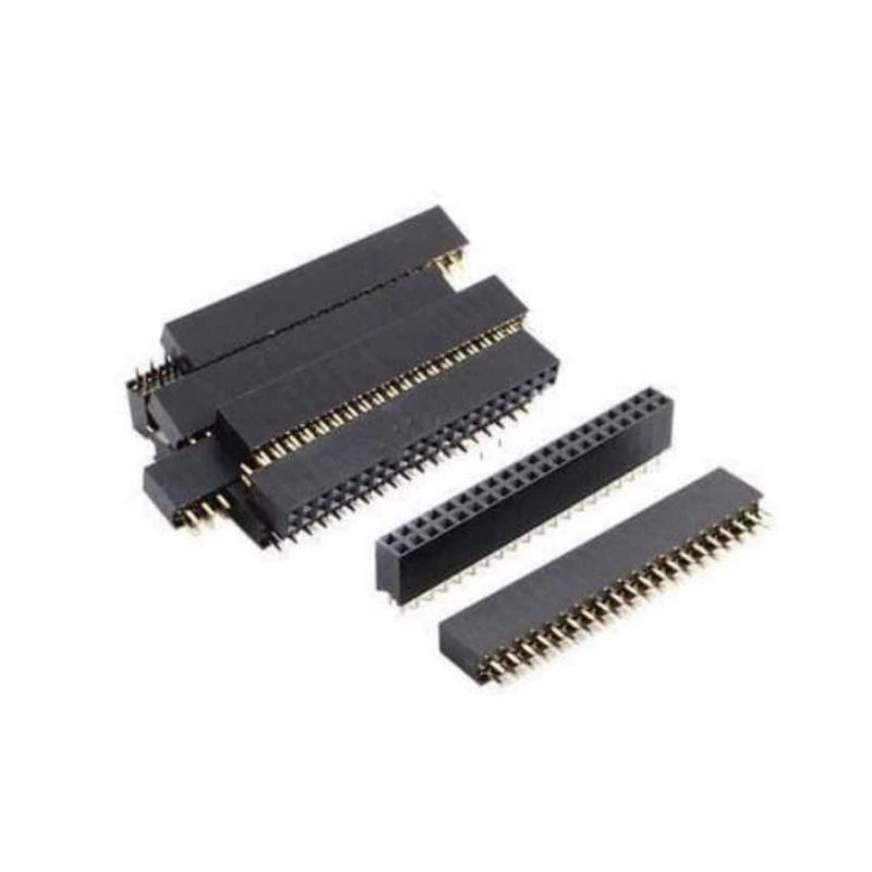 Jual Header Female 2X20 Pin p 40P hitam 2.54mm Double Row Straight ...