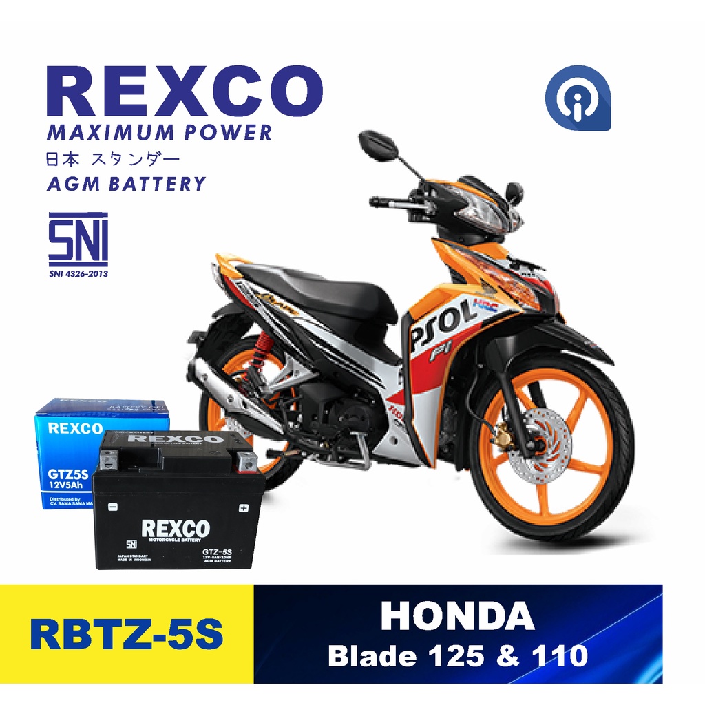 Jual Accu Aki Motor HONDA BLADE 110 125 ORIGINAL REXCO GTZ5S | Shopee
