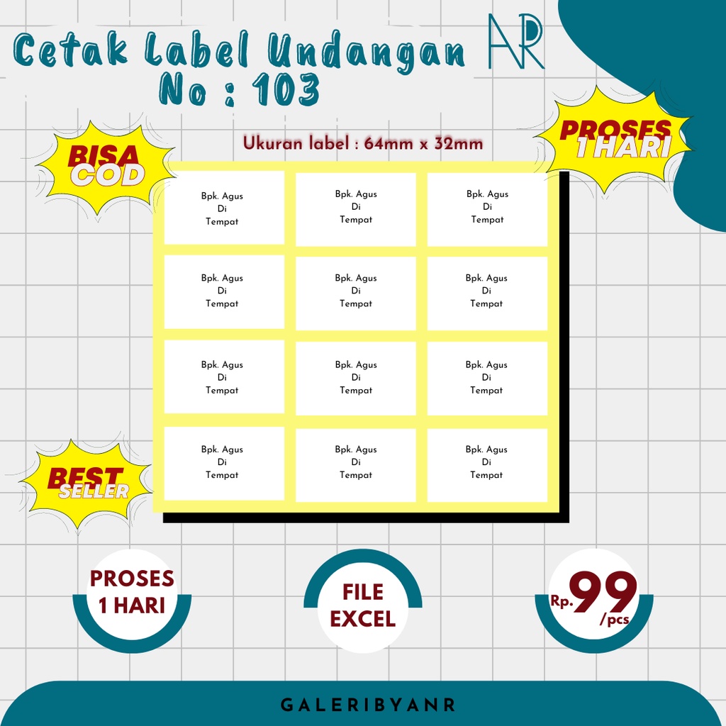 Jual CETAK STIKER LABEL UNDANGAN 103 STIKER LABEL UNDANGAN STIKER