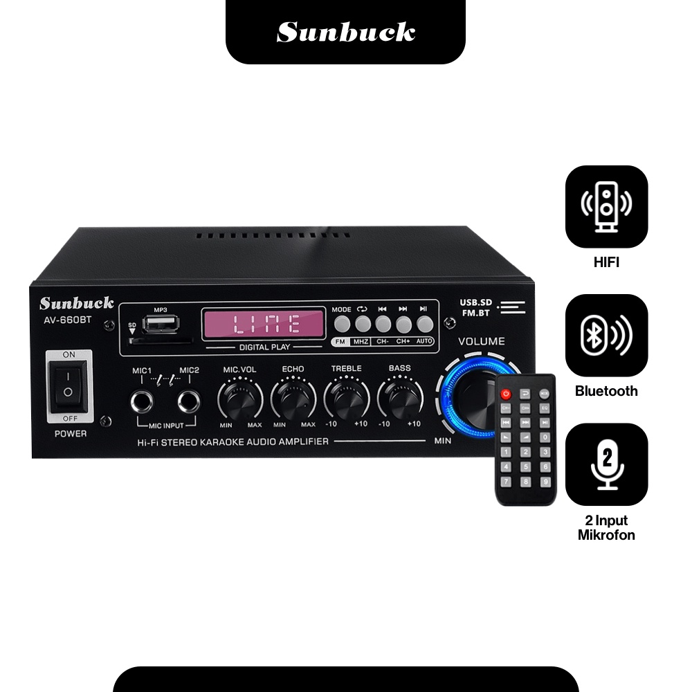 Jual Sunbuck Audio Bluetooth 5.0 DAC Amplifier 2 Ch Remote 2000W - AV ...