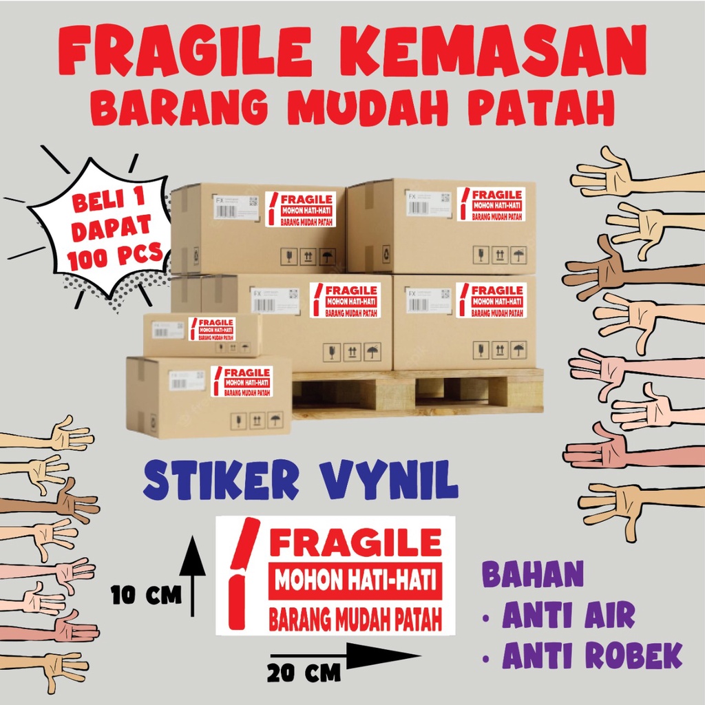 Jual Stiker Label Fragile Barang Mudah Patah Isi Pcs Shopee Indonesia