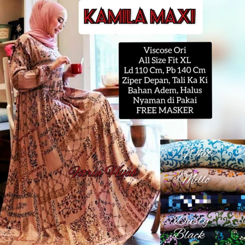 Jual Kamila Dress Jumbo Motif Rayon Viscose Fitria Shopee Indonesia