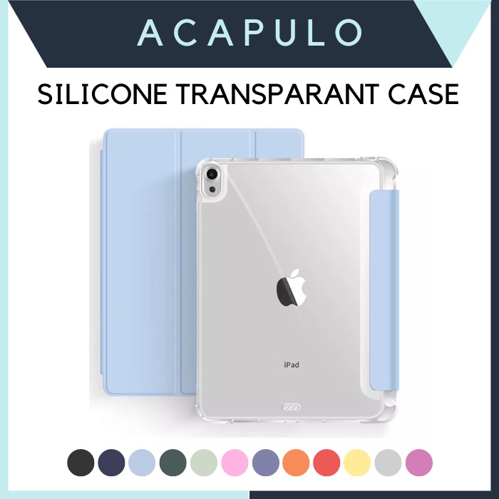 Jual IPAD SOFT CASE FOR ALL IPAD SILICONE TRANSPARANT PENCIL SLOT A