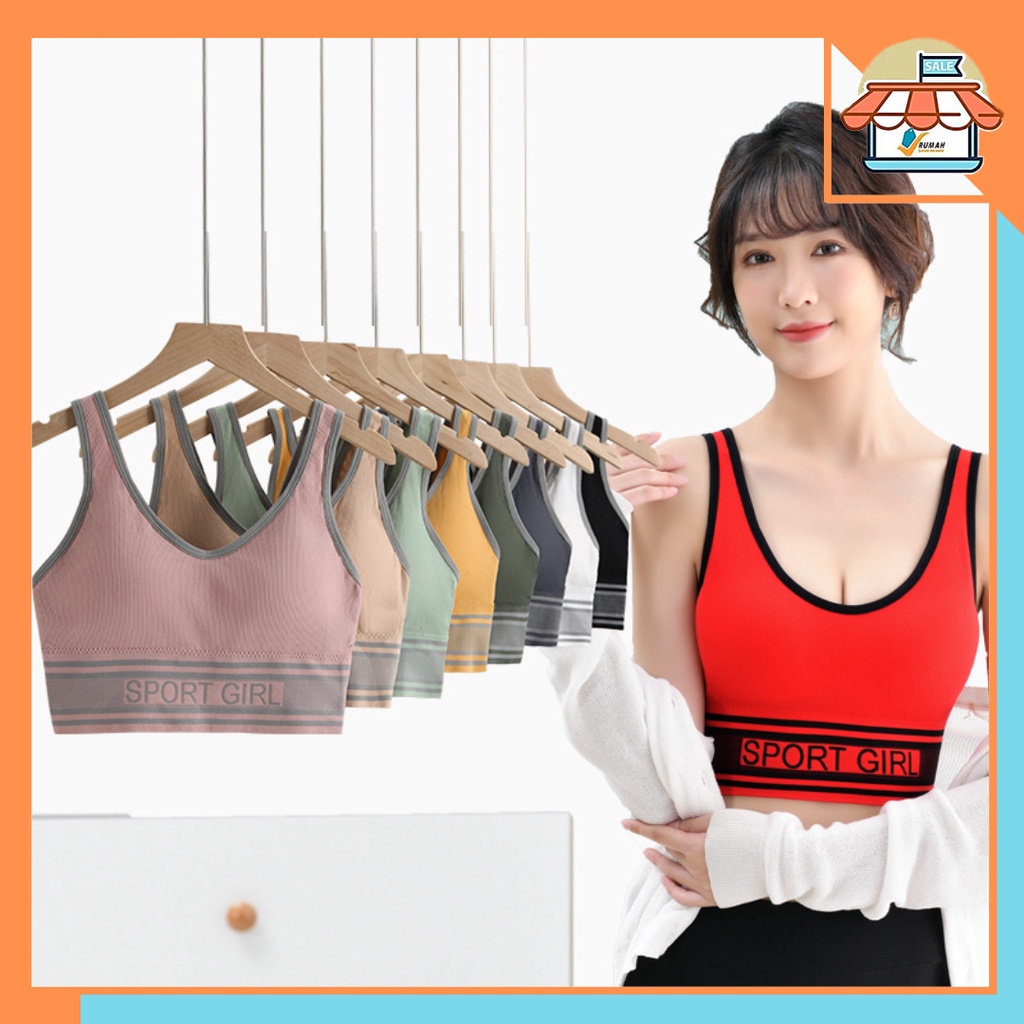 Jual CLEAR STOCK RSB BR Bra Tanktop Sport Girl Wanita BH Push Up Tanpa Kawat Elastis Pakaian