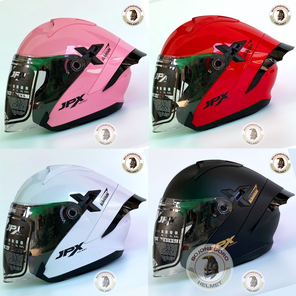 Jual HELM JPX NOVA X HALF FACE DOBEL VISOR SOLID STANDARD DOT PAKET