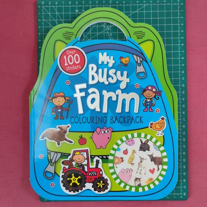 Jual My busy farm colouring backpack with stickers Shopee Indonesia