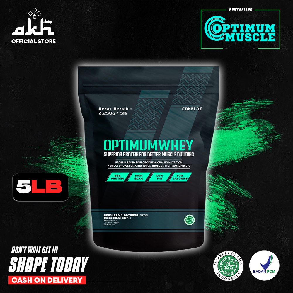 Jual Promo Susu Optimum Whey Protein Cokelat 5LB/2.250g + Bonus