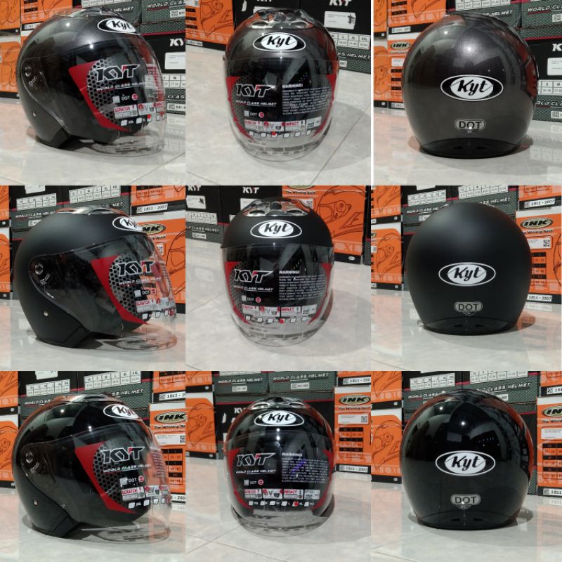 Jual COD Helm KYT Jet Solid Black Doff Red Maron Grey Gunmetal White