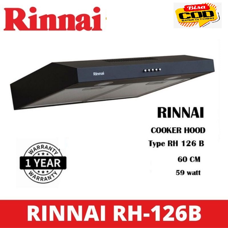 Jual Cooker Hood Rinnai RH-126B Penghisap Asap Atas Kompor Slim Hood ...