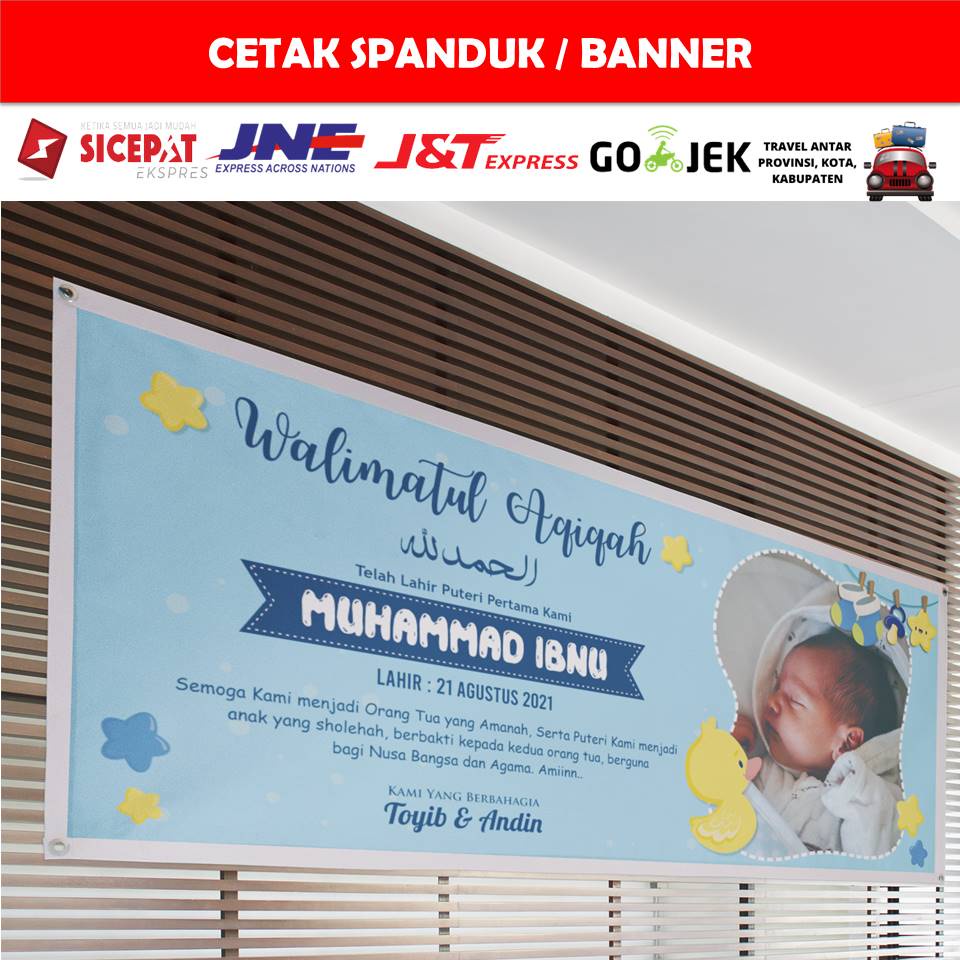 Jual Indoor Outdoor Cetak Spanduk Banner Untuk Tasmiyah Aqiqah Khitanan Ulang Tahun Custom