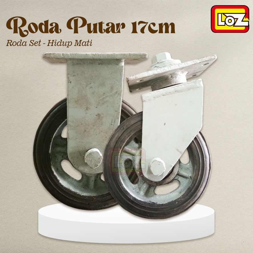 Jual Roda Putar Set / Roda Hidup Mati / Roda Troli Gerobak - 17cm ...