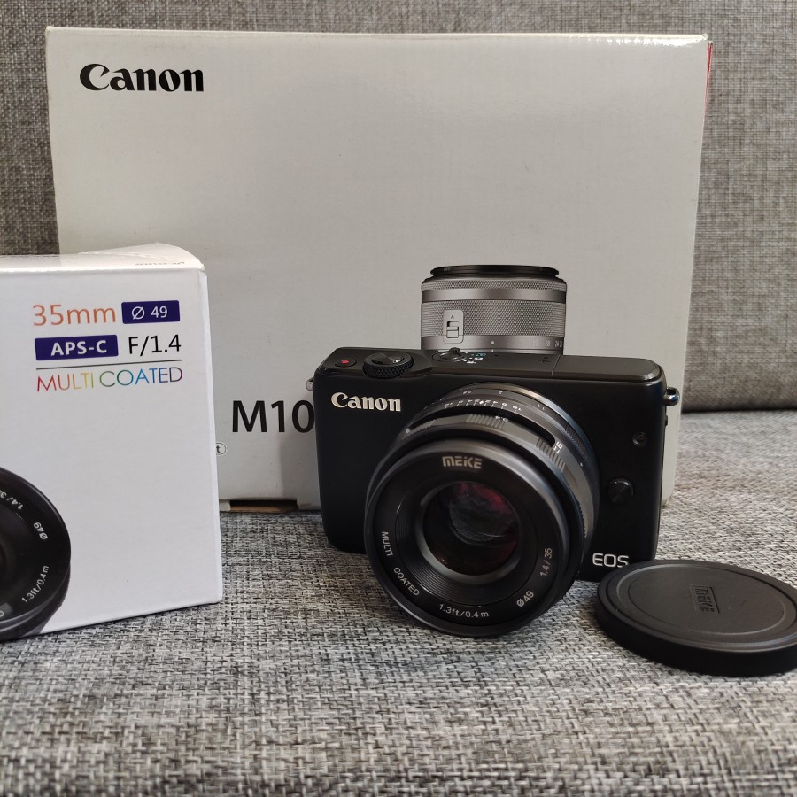 Jual Canon EOS M10 + Meike 35mm f1.4 Kamera Mirrorless Murah Shopee Indonesia
