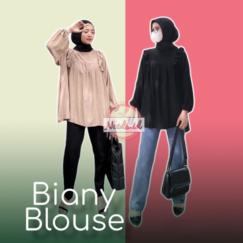 Jual (DISKON) BIANY BLOUSE RUFFLE OVERSIZE | Shopee Indonesia