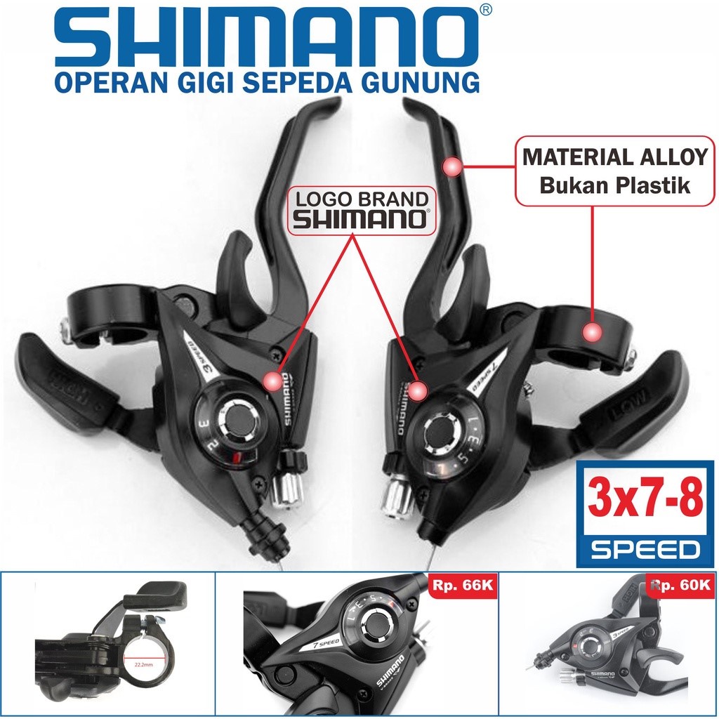Jual Promo Operan Gigi Sepeda Gunung SHIMANO Shifter EF51 3 x 7 8 Speed ...