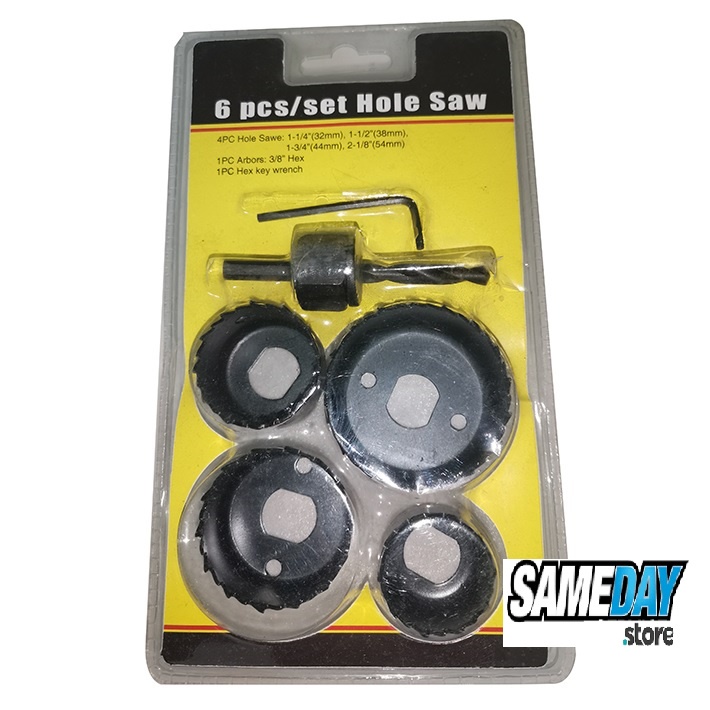 Hole Saw Set 6 Pcs - Mata Bor Pelubang Kayu PVC Holesaw - Hidroponik