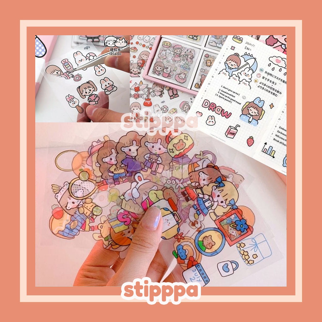 Jual 1 LEMBAR STICKER DECO MOMO SCRAPBOOK JOURNAL DIARY AESTHETIC PVC ANTI AIR / STIKER BOTOL