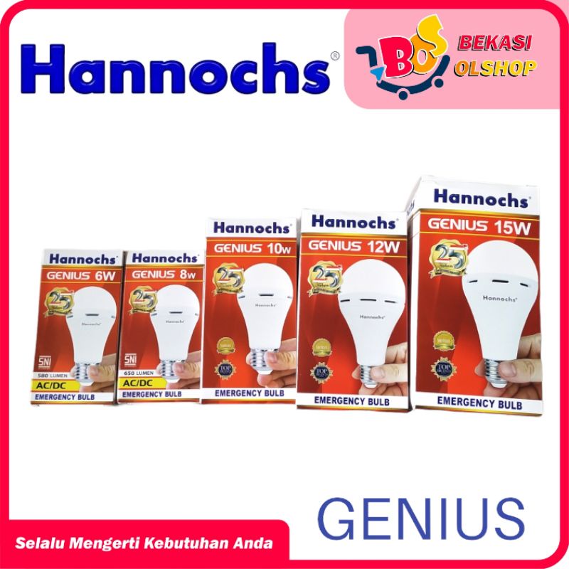 Jual LAMPU EMERGENCY LED HANNOCHS GENIUS 6W / 8W / 10W / 12W / 15W ...