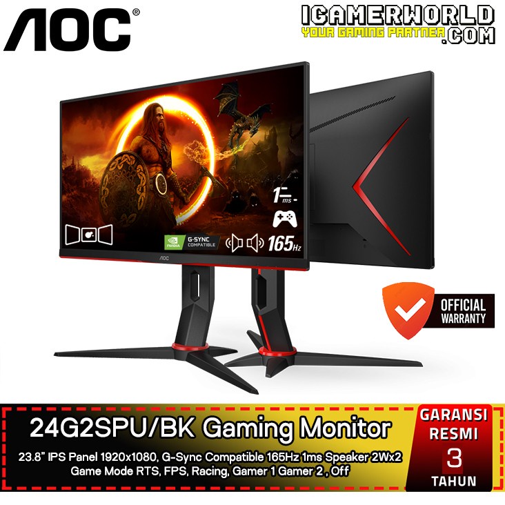 Jual Aoc G Spu Bk Ips Fhd Hz Ms G Sync Gaming Monitor