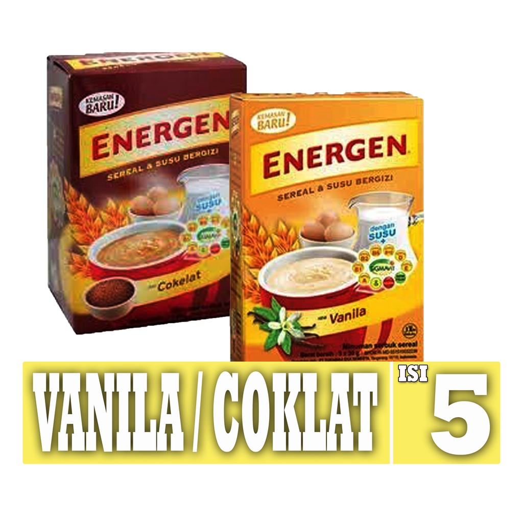Jual ENERGEN VANILLA/COKLAT (HARGAPERBOX) ISI 5 PCS DALAM SETIAP ...