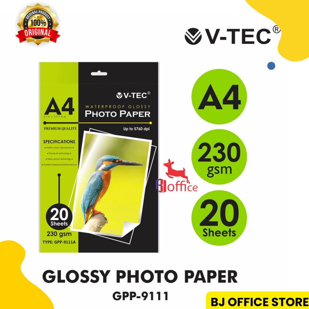 Jual V Tec Kertas Foto 230gram Glossy Photo Paper A4 Shopee Indonesia