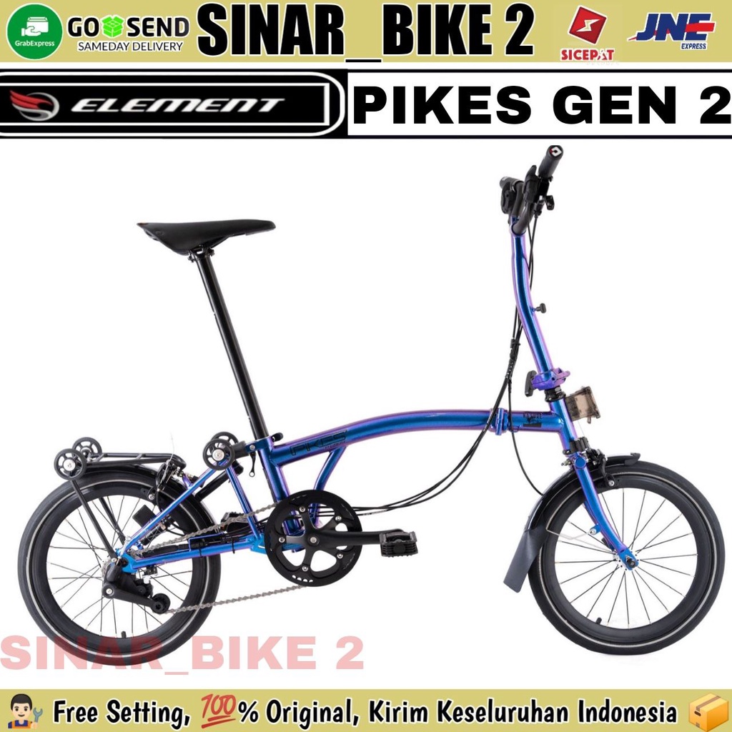 Jual Sepeda Lipat ELEMENT PIKES GEN 2 Rainbow Blue Folding Bike Trifold