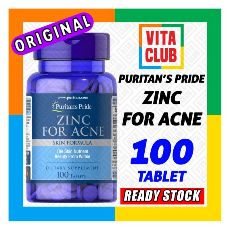 Jual Puritan Pride Zinc For Acne 100 tablet Puritans kulit tubuh