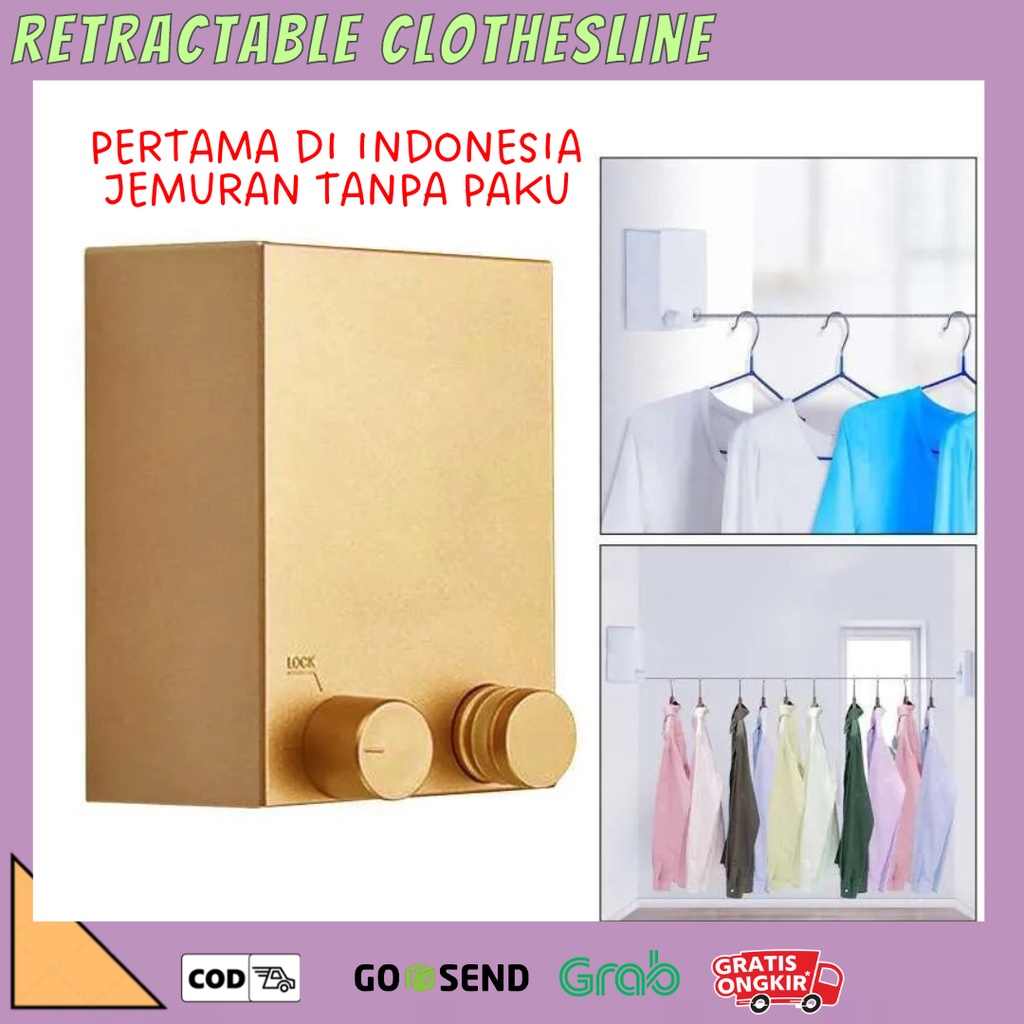 Jual RETRACTABLE CLOTHESLINE/JEMURAN BAJU PORTABLE INDOOR OUTDOOR