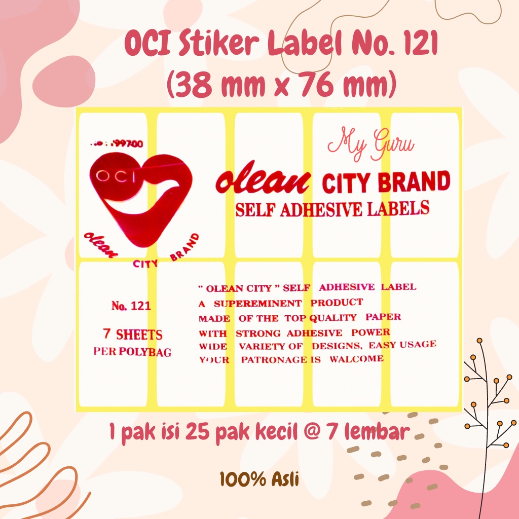 Jual [PAK KECIL] OCI STIKER LABEL PUTIH POLOS NO. 119 / 120 / 121 / 122 ...