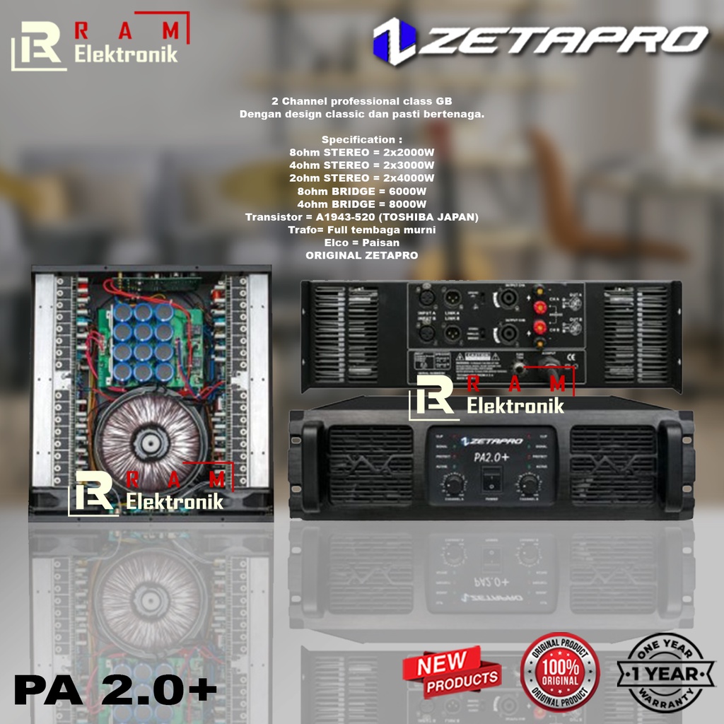 Jual Power Ampli Amplifier ZETAPRO PA 2.0+ / PA 2.0 + / PA 20 +/ PA 20