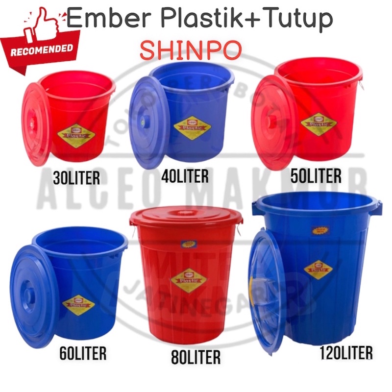 Jual Ember Plastik Tutup 30 40 50 60 80 120 Liter Merk Shinpo Shopee Indonesia 5104