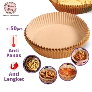 Kertas Alas Air Fryer Baking Paper Tebal 50pcs Anti Lengket Tahan Minyak 16cm