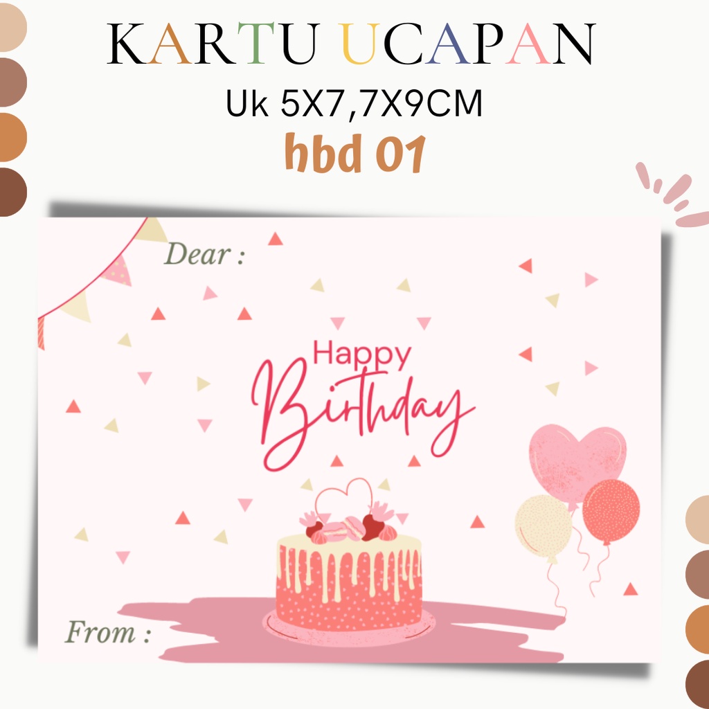 Jual Kartu Ucapan Selamat Ulang Tahun Hbd Happy Birthday Kertas Art Ukuran 5x7 7x9 9x11 10x14cm