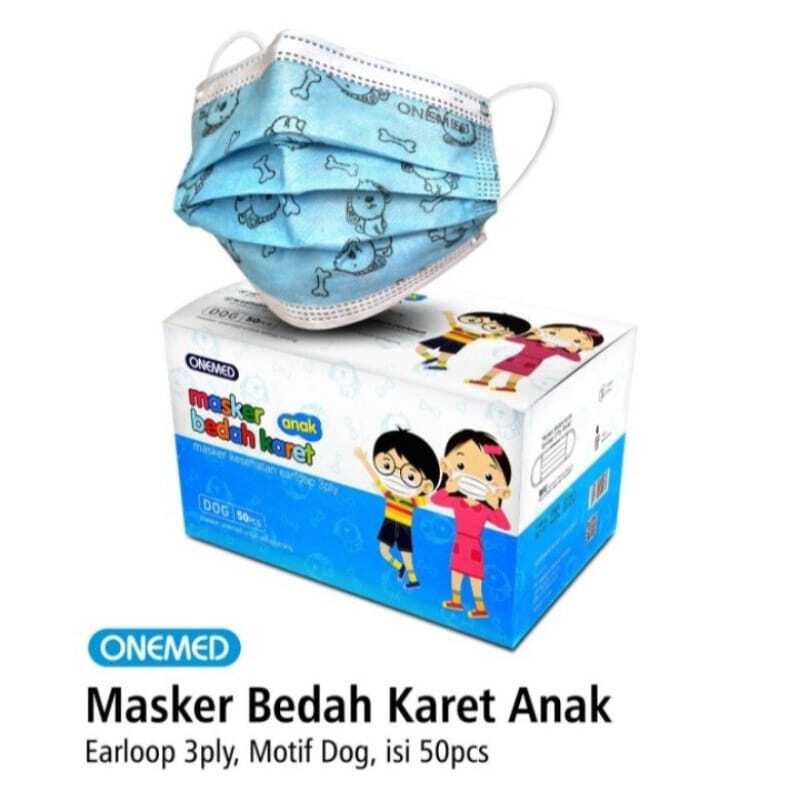 Jual Masker Medis Karet Anak Motif OneMed Box Isi 50Pcs | Shopee Indonesia