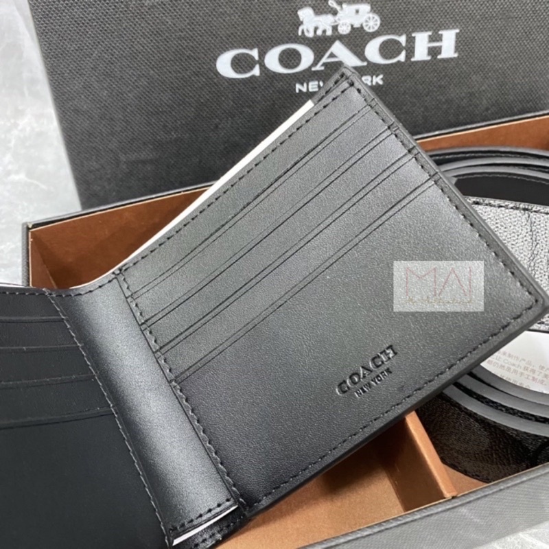 Jual COC Men Gift Set Belt And Wallet In Signature Canvas Black ...