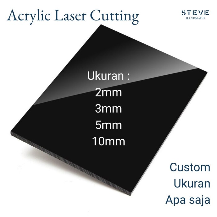 Jual Acrylic Hitam Custom 2mm 3mm 5mm 10mm Laser Cutting Potongan