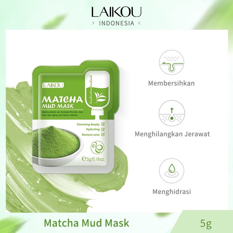 Jual LAIKOU Mud Mask Matcha Pembersih Wajah Mengurangi Jerawat ...